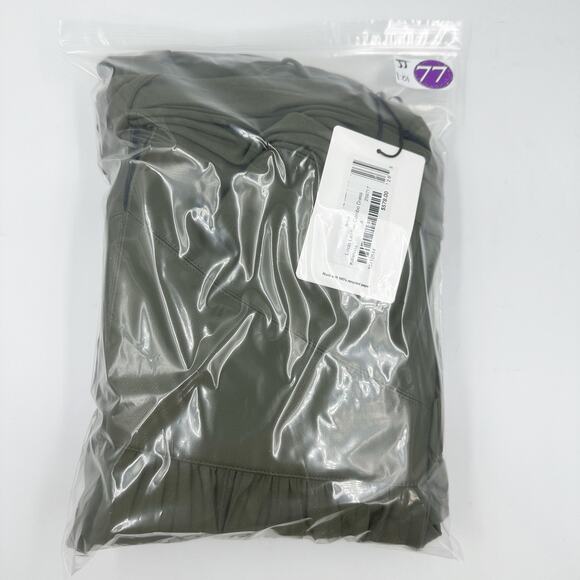 AMUR Linda Leather Crepe Midi Dress Olive Green 8 Sleeveless Cocktail Fit Flare - Picture 7 of 7